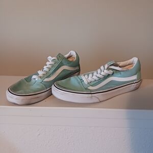 Vans Mint Green and White Women's Shoes